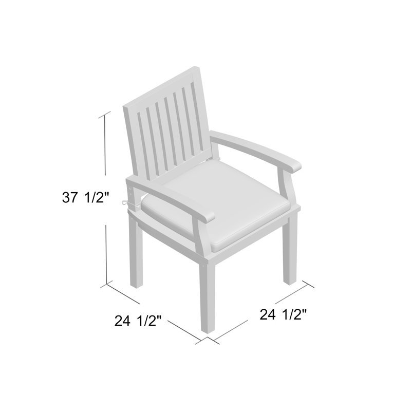 Natural Teak Outdoor Dining Chair with White Cushions