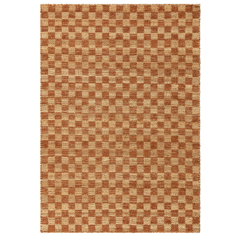 Merrisa Jute Checker Area Rug, Rectangle 120 x 170 cm, Orange