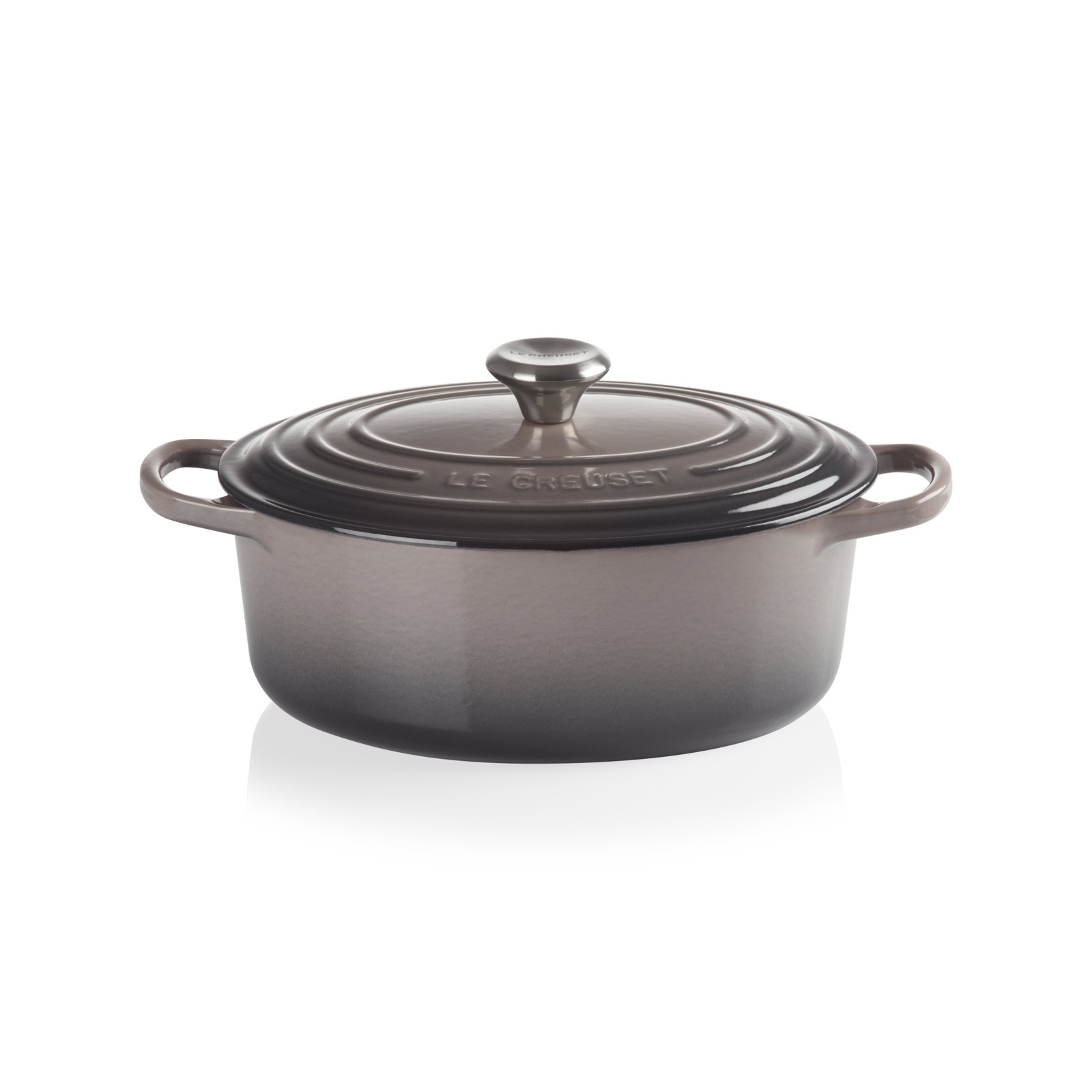 Le Creuset Enameled Cast Iron Oval Dutch Oven with Lid, 2.75 quarts, Oyster/Silver