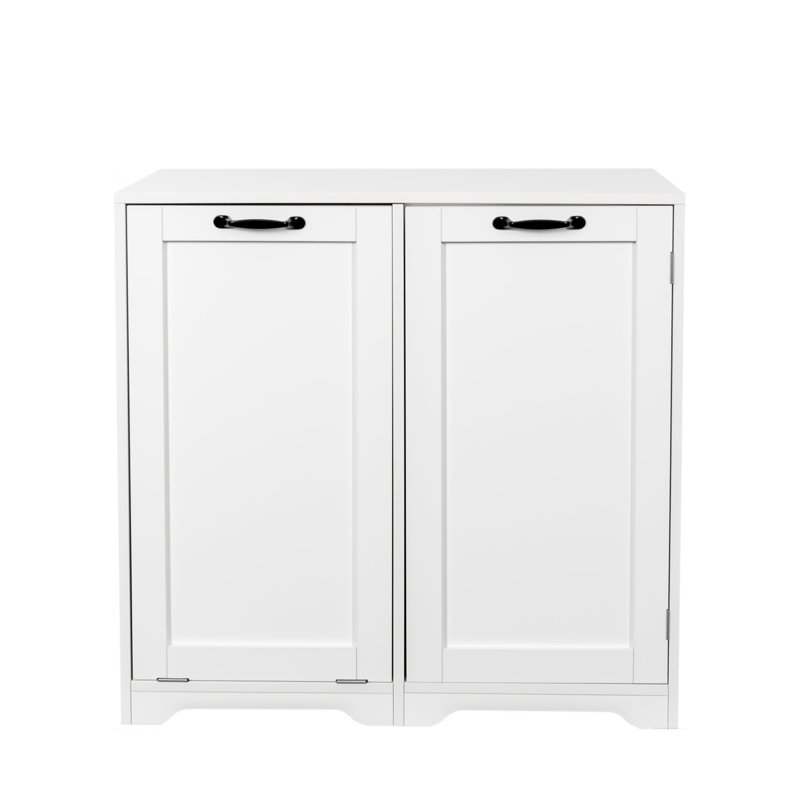 Laundry Cabinet With Doors And Shelf, Tilt-Out Laundry Hamper, Freestanding Style,  Adjustable Shelf