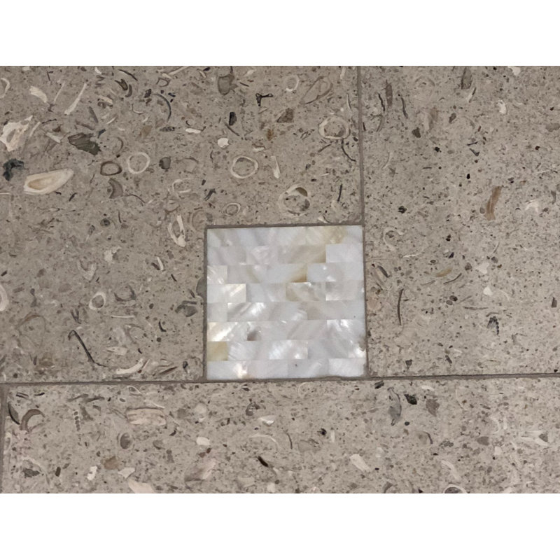 SeaTile 4"x 4" Natural Shell Listello/Border Tile in White Mother of Pearl