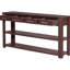 Élégante console en U pour le salon, 4 tiroirs et 2 tablettes, esthétique minimaliste rétro et bois de pin, petite entrée de rangement avec look, guide d'installation facile