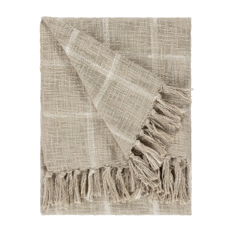 Beni Plain Weave / Muslin Throw Blanket, Stone/Natural