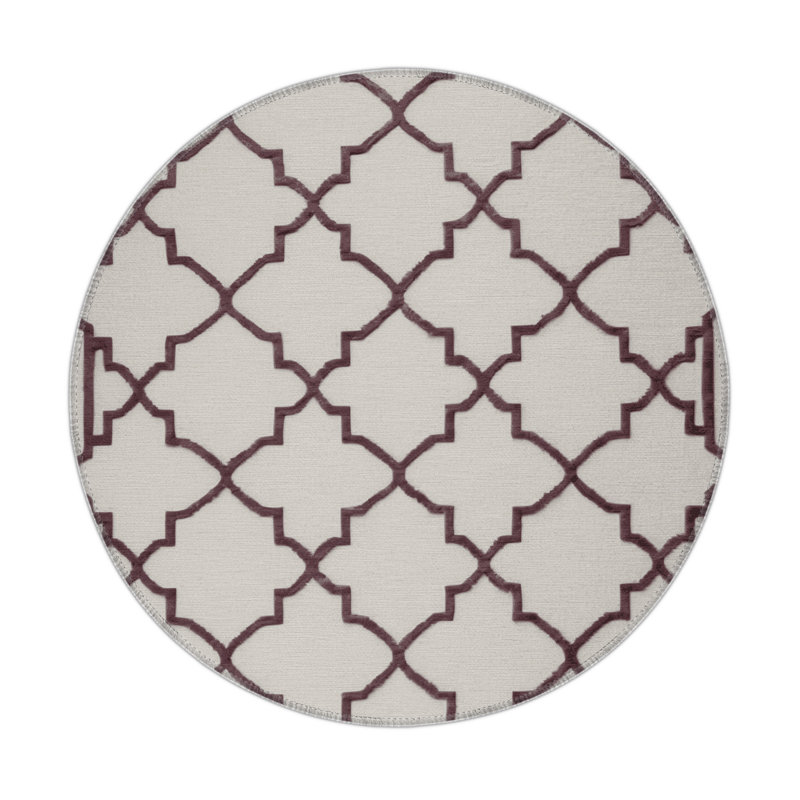 Trellis Gray Indoor and Outdoor Area Rug, Round 5'