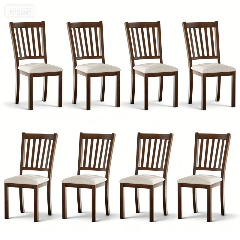 Deral Farmhouse Upholstered Dining Chairs, Dark Brown, Brown
