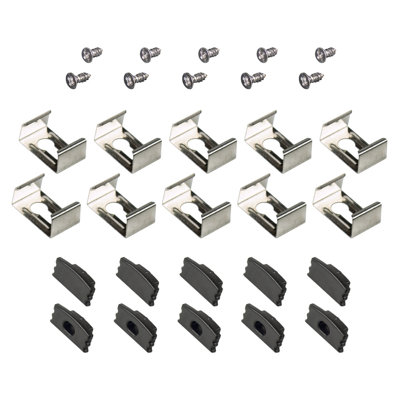 Accessory Packs for LED Tape Light Mounting Channels, Surface Mount, Black