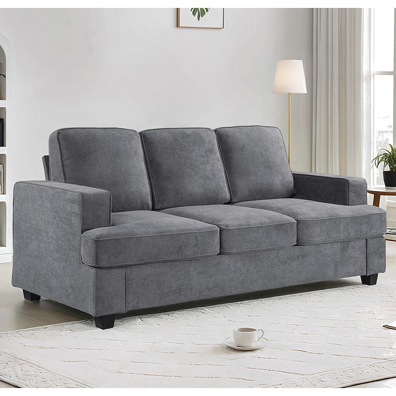 Canapé confortable en velours avec coussins moelleux pour se détendre, Gray
