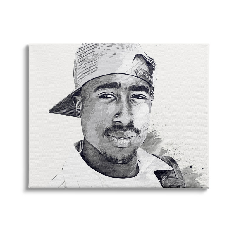 Art moderne sur toile tendue, "Modern Tupac" par Birch & Ink, H 16 po x l 20 po x P 1,5 po