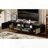 Modern Farmhouse Rattan TV Stand for TVs up to 85", Solid Wood Legs, Media Console with Ample Storage for Living Room（Black）-483362568-476295098