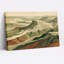 Art mural sur toile stylisé «Mesa Canyon» en vert terreux et rouille-1176090993