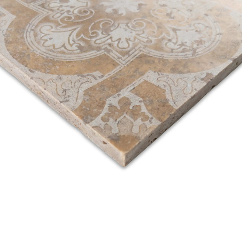 Serene Crest Noce Travertine 6"x6" Laser Engraved Tile