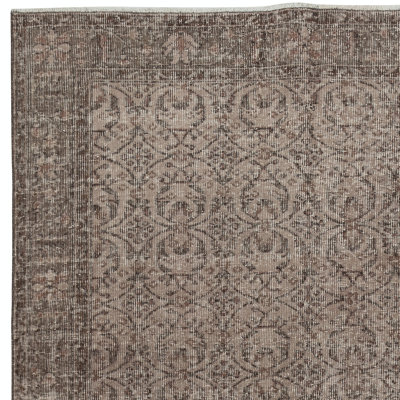 5.2x9.5 Ft Handmade Brown Color Floral Patterned Turkish Area Rug