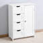 Armoire de plancher blanche pour salle de bain avec tablette réglable et 4 tiroirs - Style moderne pour le salon, la chambre à coucher, divers espaces