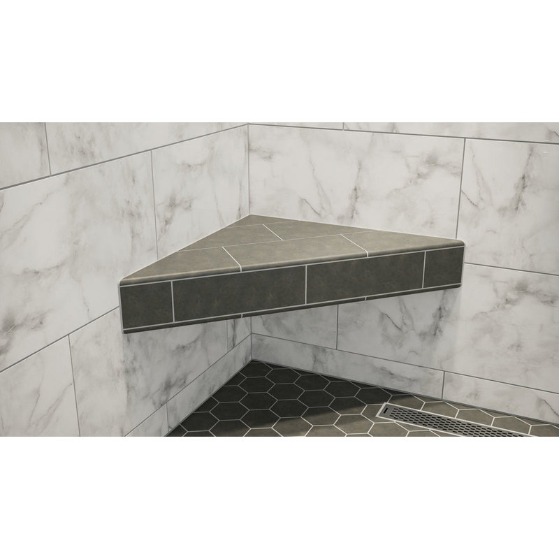 The Original Floating Corner Shower Bench Kit with Orange Board by Original Granite Bracket 18x18