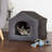 Indoor Cat House - Enclosed Cat Bed with Plush Sherpa Interior, Removable Cushioned Pad, and Canvas Fabric Exterior - Pet Bed for Small Kittens or Dogs up to 35lbs by PETMAKER (Gray)-1678919663