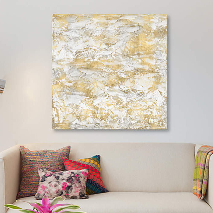 «Textural with Gold III», impression sur toile, H 12 po x l 12 po x P 1,5 po, Toile tendue, Pas de tapis
