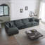 Canapés modulaires | Canapé modulaire moderne en U à 5 places avec repose-pieds et structure en bois massif | Gris | Chenille-1799971396