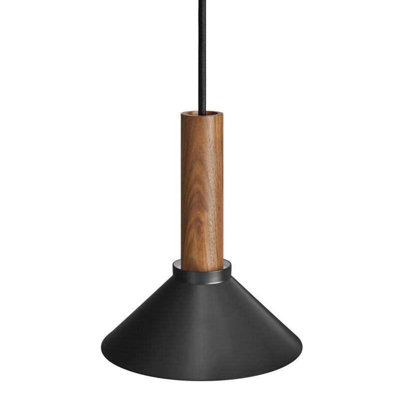 Emblem 1 - Light Pendant, Black, 9" H x 18" W x 18" D, Walnut