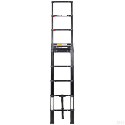Échelle télescopique en aluminium de 12,5 pi avec pieds antidérapants, échelle d'extension portative de fonction de sécurité lente pour le travail domestique et extérieur, capacité de 330 lb