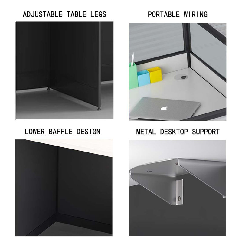 Mickaela Rectangle 2 Person Partition Desk with Cable Management