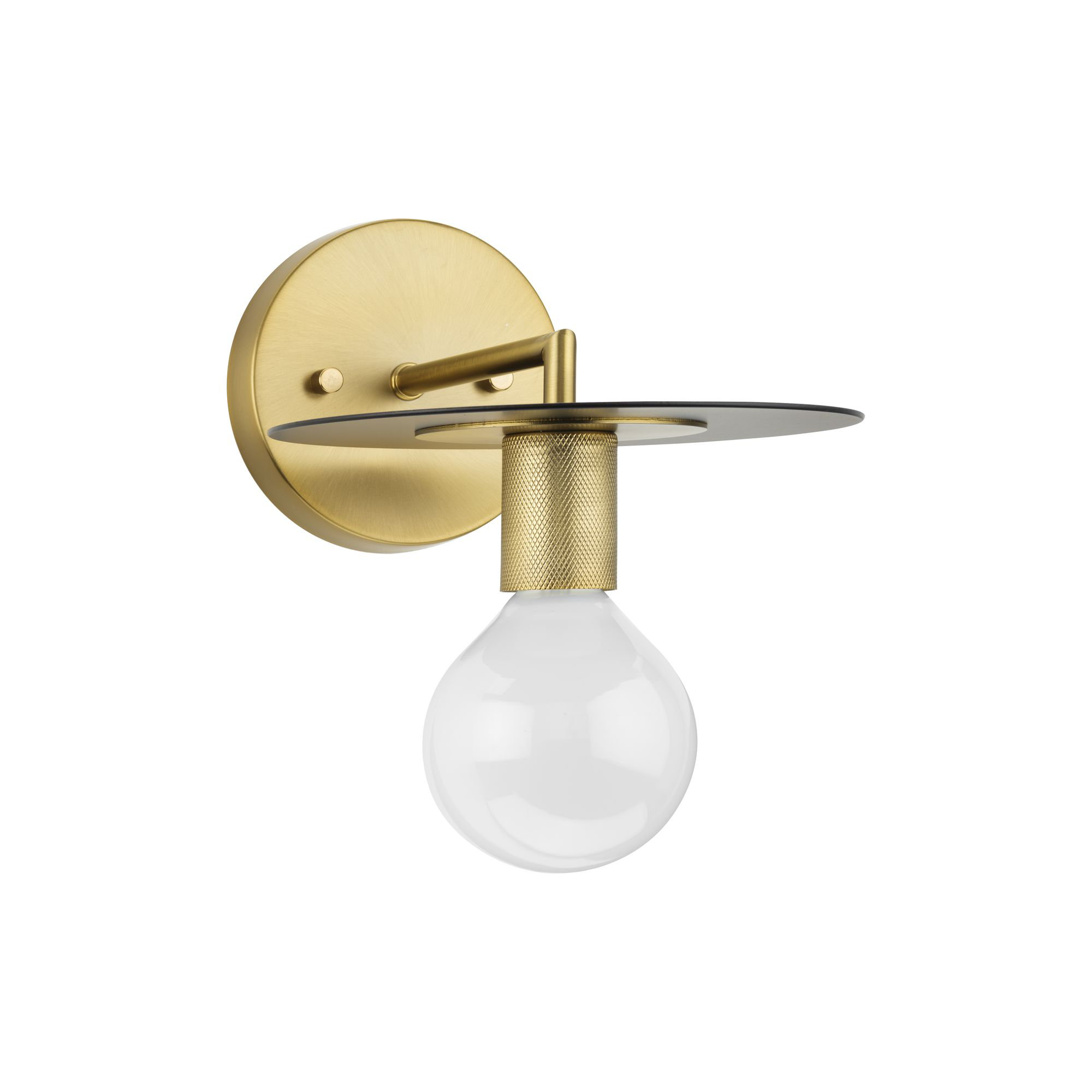 Single Light Steel Dimmable Armed Sconce, Brushed Bronze