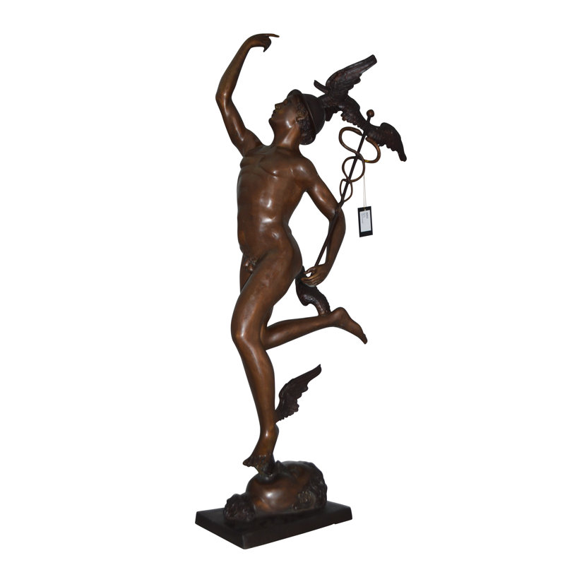 Statue en bronze mercurisé du 19ème siècle - Taille: L 23 po x l 13 po x H 64 po.