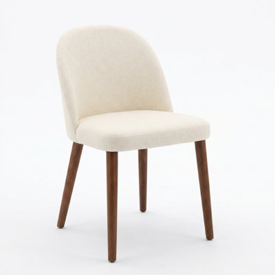 Set of 2 Modern Padded Dining Chairs with Sturdy Wooden Legs, Ergonomic Soft Cushioned Seat & Supportive Backrest, Comfortable Upholstered Side Chairs for Kitchen and Living Room