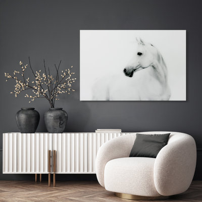 Cheval blanc, impression sur verre