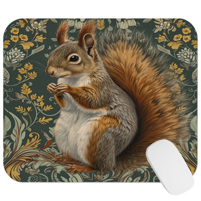 Animals William Morris Squirrel I Cottage Gaming Cute Office Laptop Desk Pad Gift Mat Square Rectangle Non-Slip Mousepad