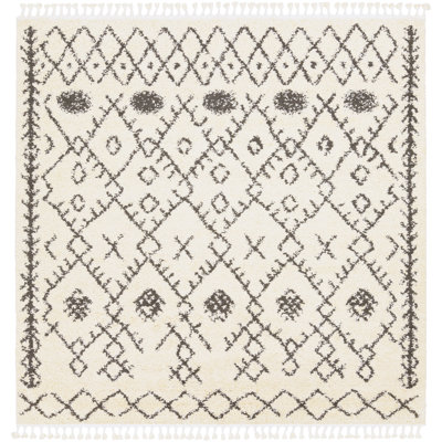Mossy Moroccan Charcoal Grey/Beige Area Rug