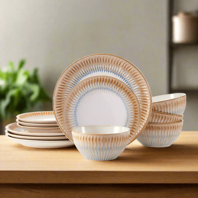 Pfaltzgraff Hensley Green 12 Piece Dinnerware Set, Service For 4