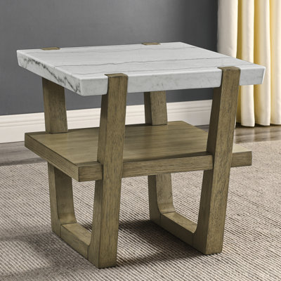 Bucareli Perth 24" White Marble Top Square End Table