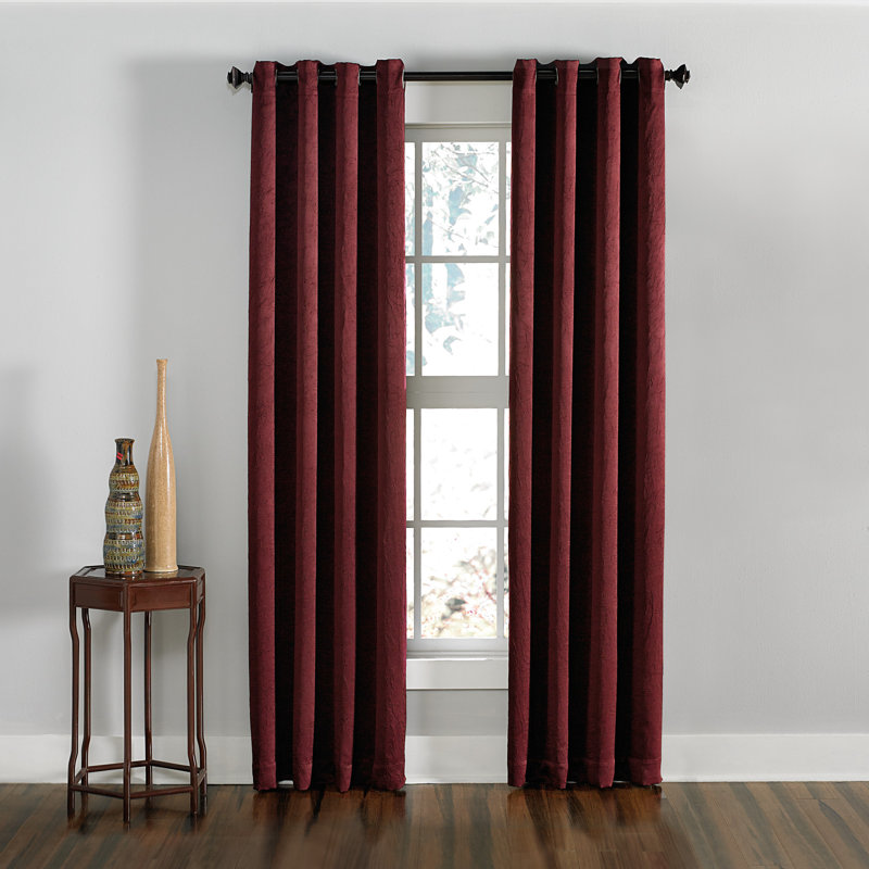 Manzano Solid Colour Room Darkening Grommet Curtain Panel, Wine, 50" W x 95" L