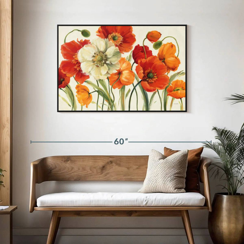 Mélodie des coquelicots, Cadre flottant noir, 43 po x 29 po