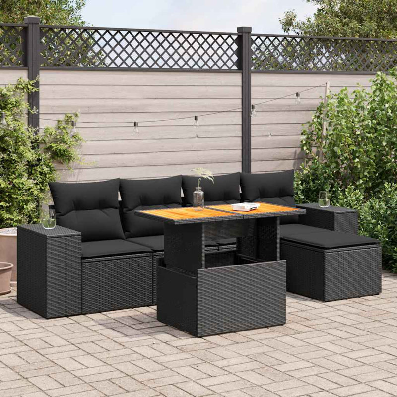  Ensemble de canapé de jardin noir