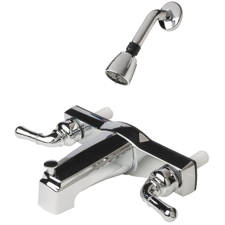 Mobile Home Two Handle Non-Metallic Tub and Shower Diverter with Shower Head