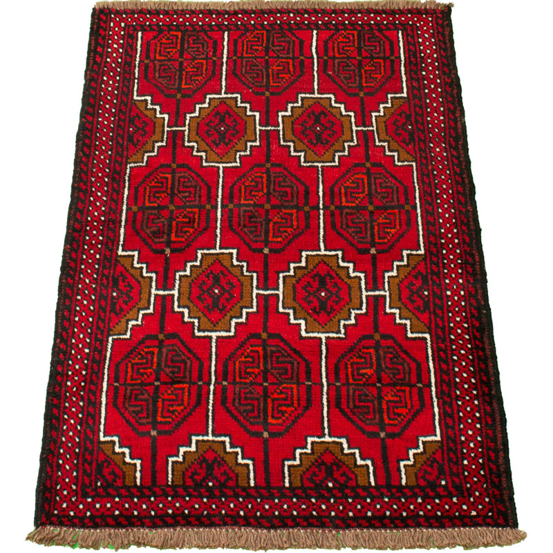 One-of-a-Kind 3'4" X 5'3" 1980s Wool Area Rug in Red