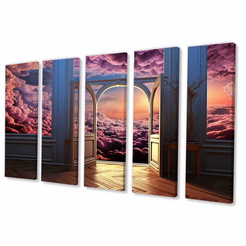 Mayron - art mural nuages 5 pièces, H 28 po x l 60 po
