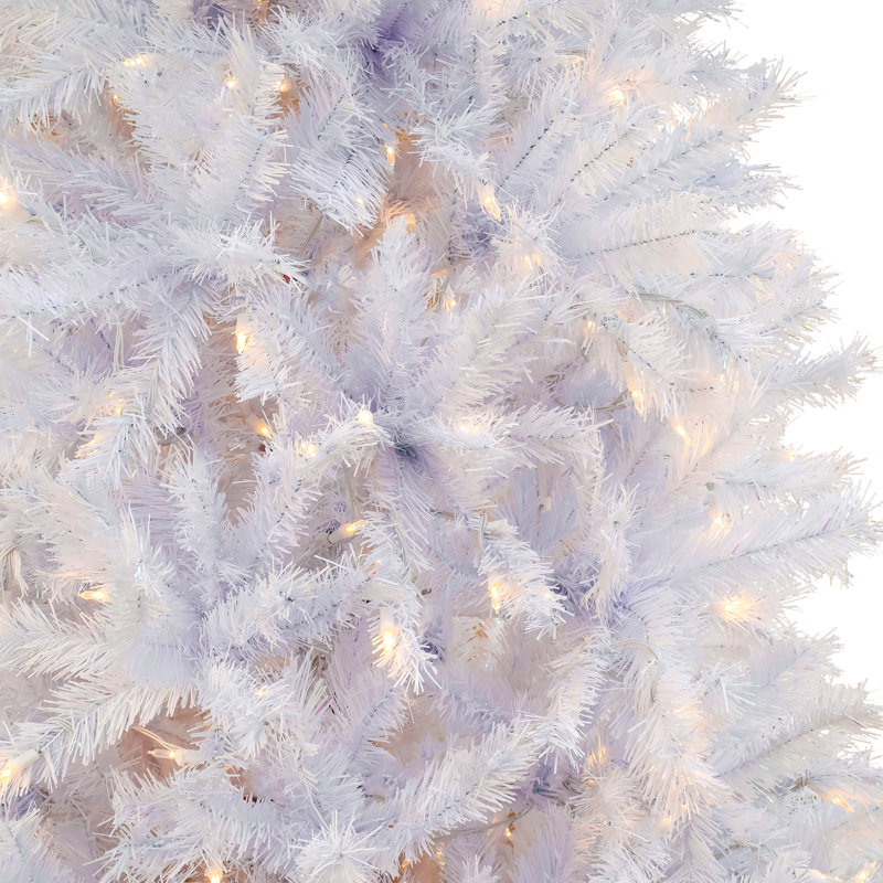 Arbre à charnières blanc Millville avec PowerConnect, lumières DEL blanc chaud, 78 po x 46 po