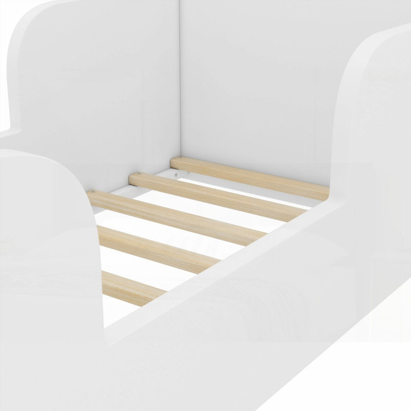 Queen Bed Frame, No Box Spring Needed, Solid and Durable, 54.4''L x 30''W x 26.8''H, Full, Off White
