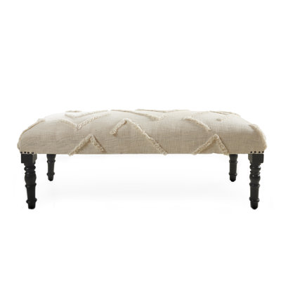 Sanborn Modern Farmhouse Cream/Natural Overtufted Handmade Upholstered Bench