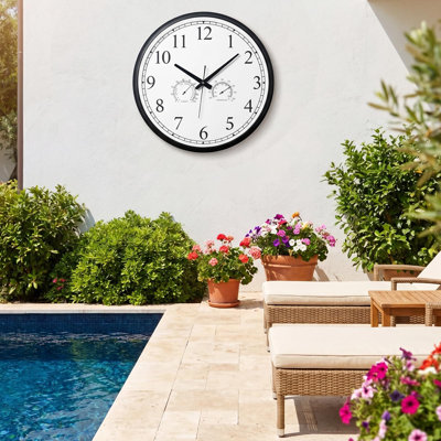 18 Inch Large Indoor Outdoor Clock Waterproof Oversized Wall Clock, Silent Battery Operated for Garden Pool Patio Living Room Office Decorative