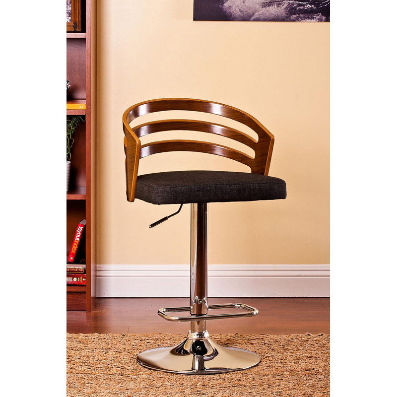 Tabouret de bar pivotant à dossier moderne en bois avec coussin