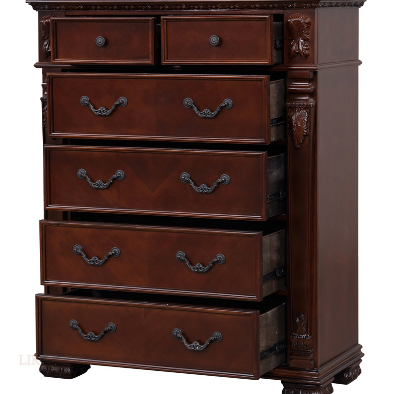 Commode 6 tiroirs Lyndon G09400-CH, cerise