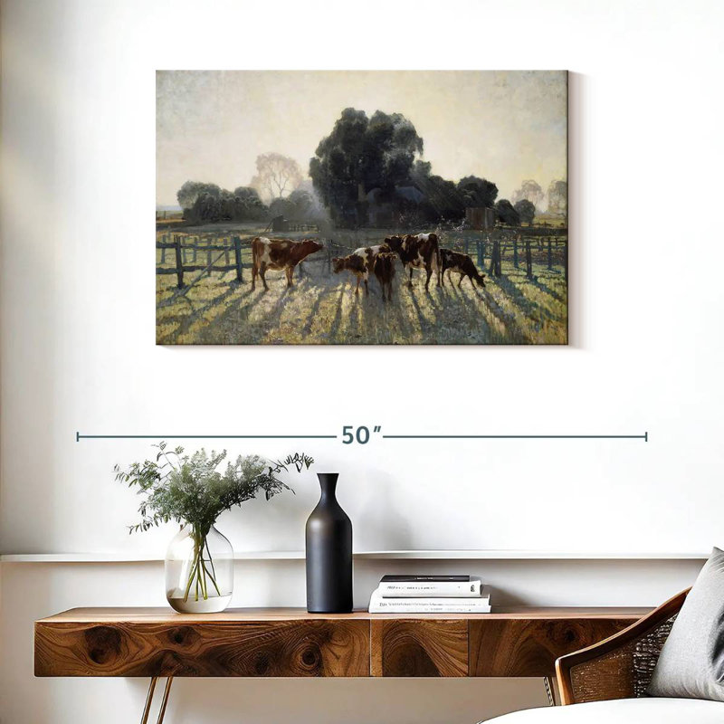Pasture Grazing Cows, 24" H x 36" W