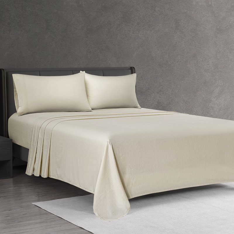 Perry Ellis Herringbone 4pc Sheet Set, Queen, Turtle Dove
