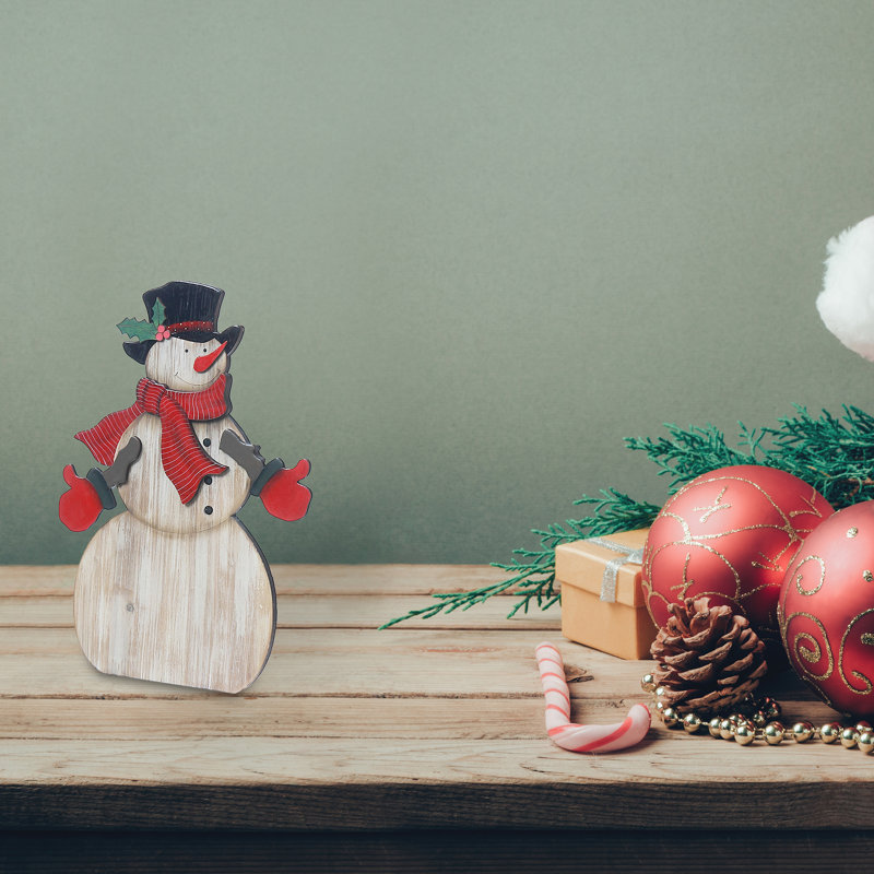 Décoration en bois bonhomme de neige