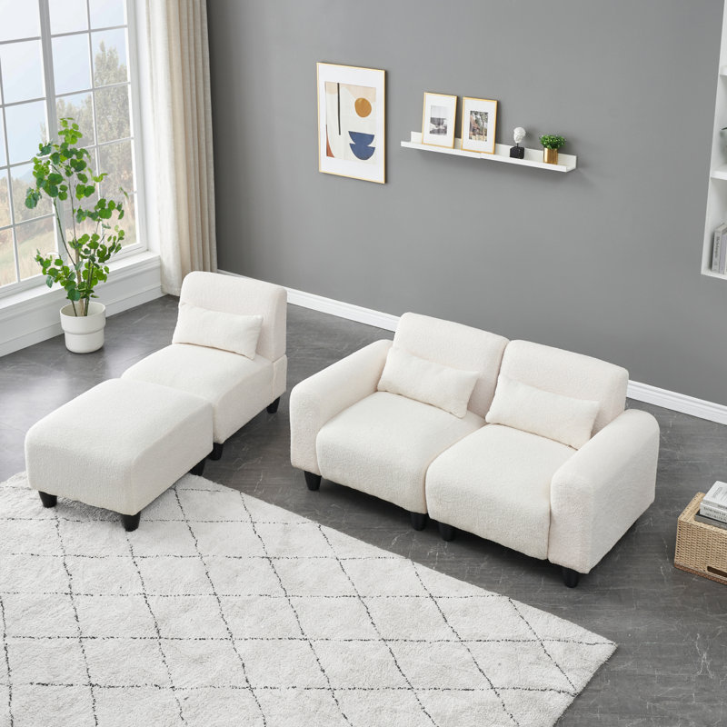 Canapé moderne Le canapé créatif en molleton de 84,6 pouces Teddy, Beige