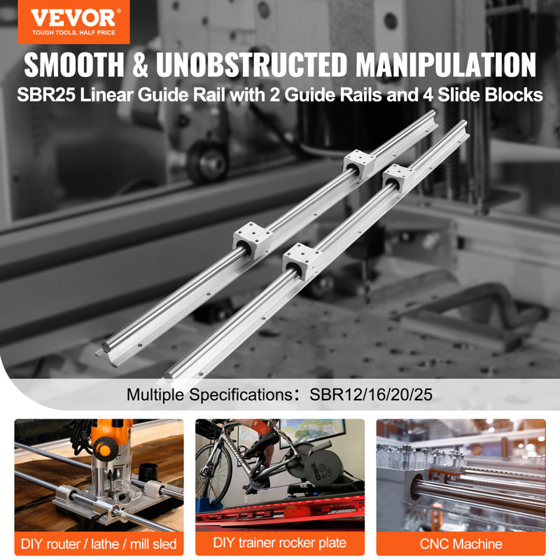49.41'' Silver Aluminum and Steel Linear Guide Rail Set
