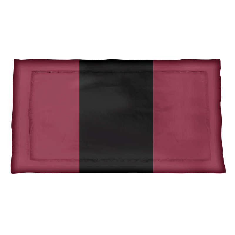 Striped Sham Set, Microfiber, King, Red/Black